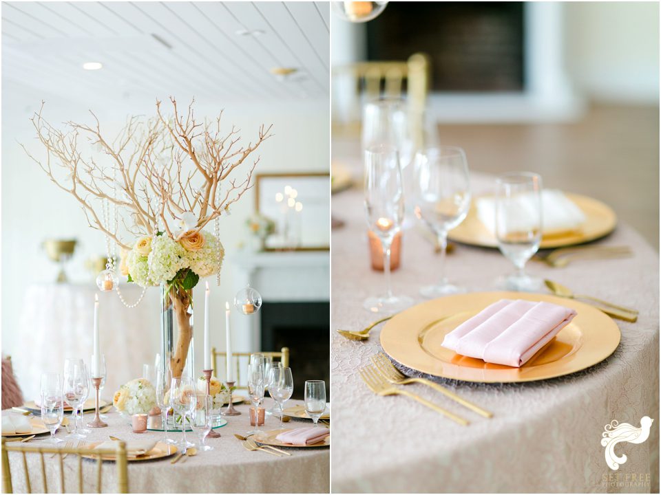 South Seas Wedding gold blush rose pink Set Free Photography Weddings by Socialites Kakes by Karen Floral Artistry