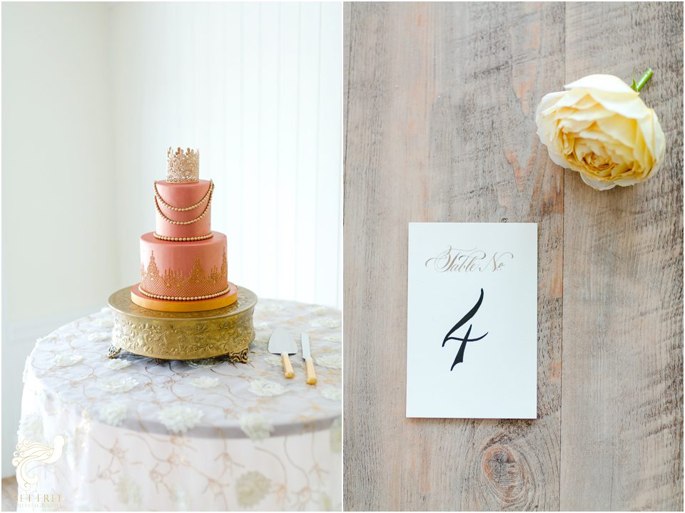 South Seas Wedding gold blush rose pink Set Free Photography Weddings by Socialites Kakes by Karen Floral Artistry