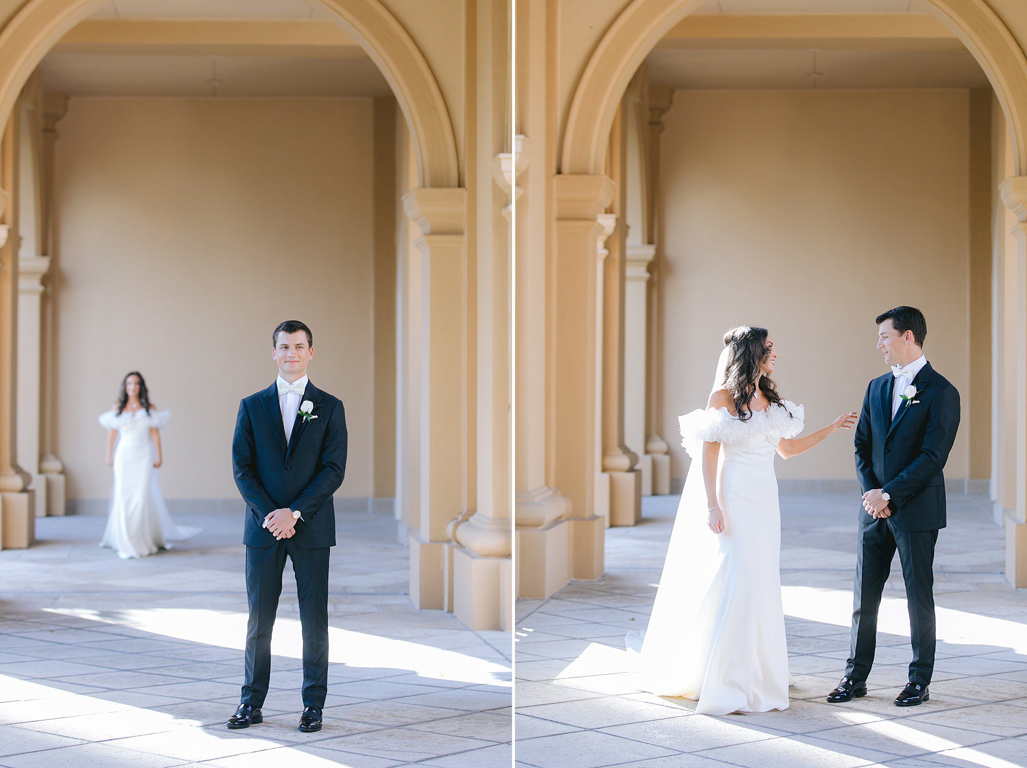 bride and groom first look at The Ritz-Carlton Naples Florida
