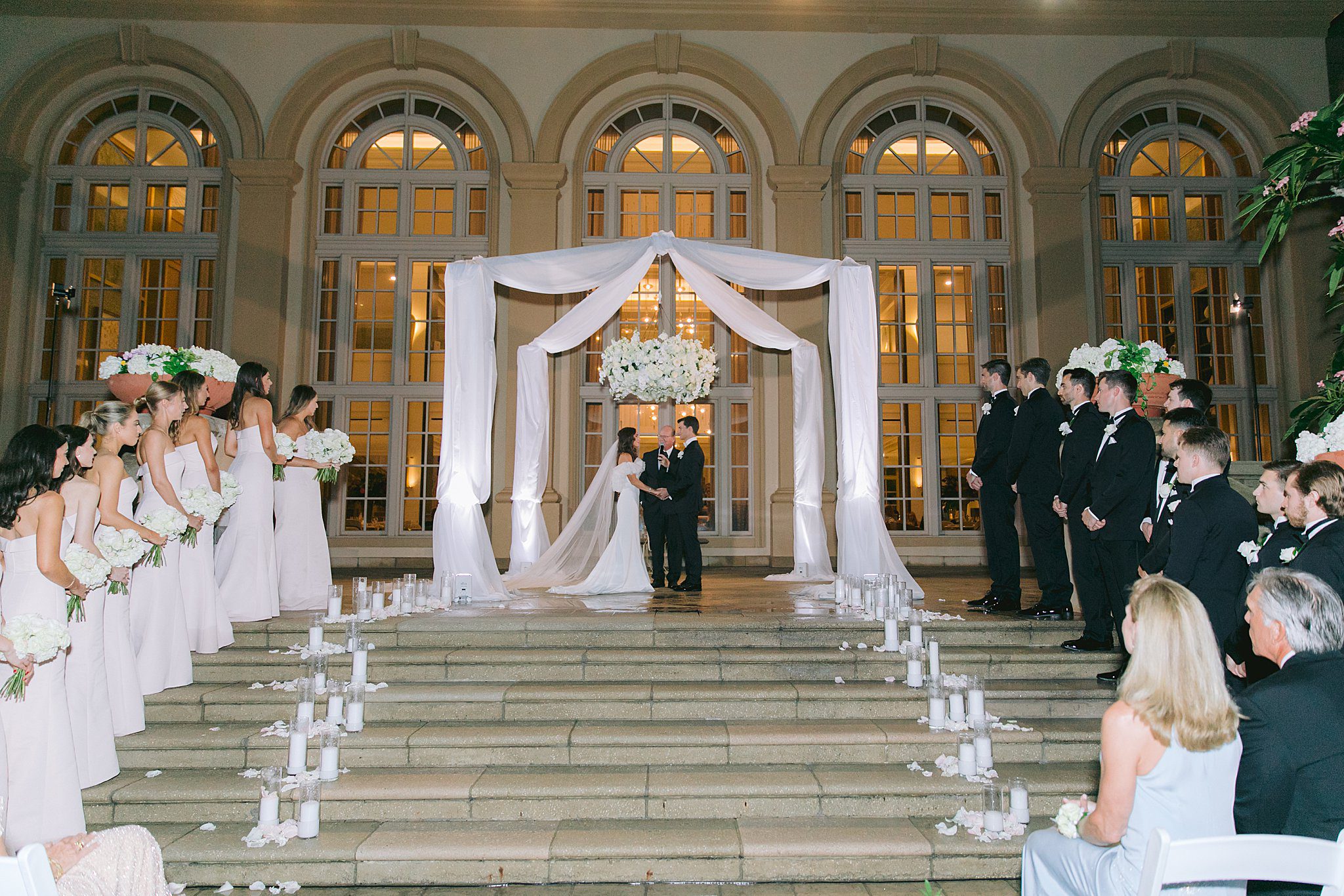 night time wedding in Center Court at The Ritz-Carlton Naples Florida