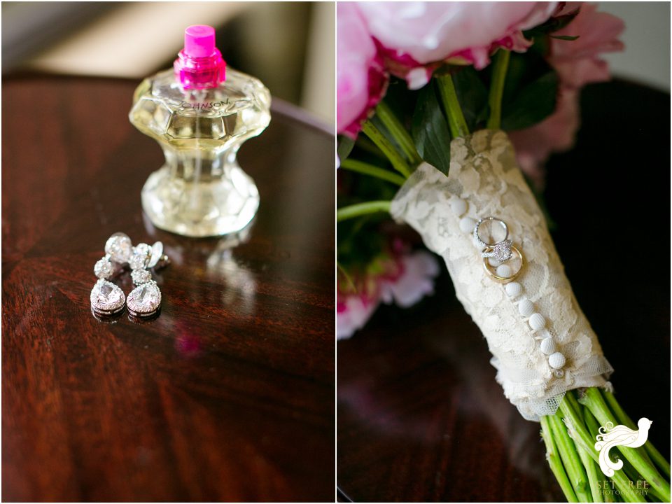 wedding bouquet with lace and buttons